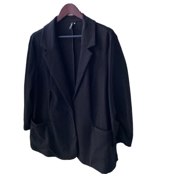🖤 Casual Unlined Black Knit 3/4 Sleeve One-Button Blazer/Jacket Plus-Size 3X - Picture 3 of 13